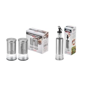 Jogo Saleiro e Suporte para Azeite ou Vinagre 300ml.