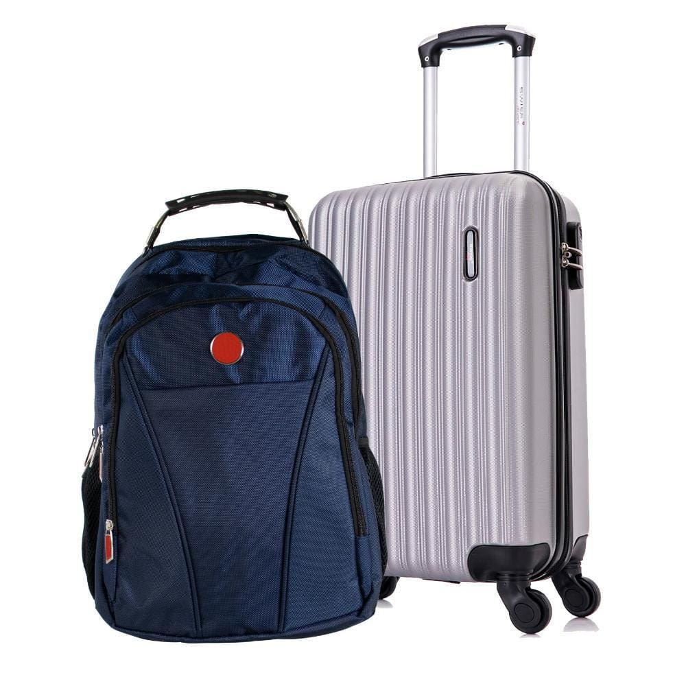 Kit Mala de Viagem de Bordo Londres Prata+ Mochila Executiva para notebook Swiss Move