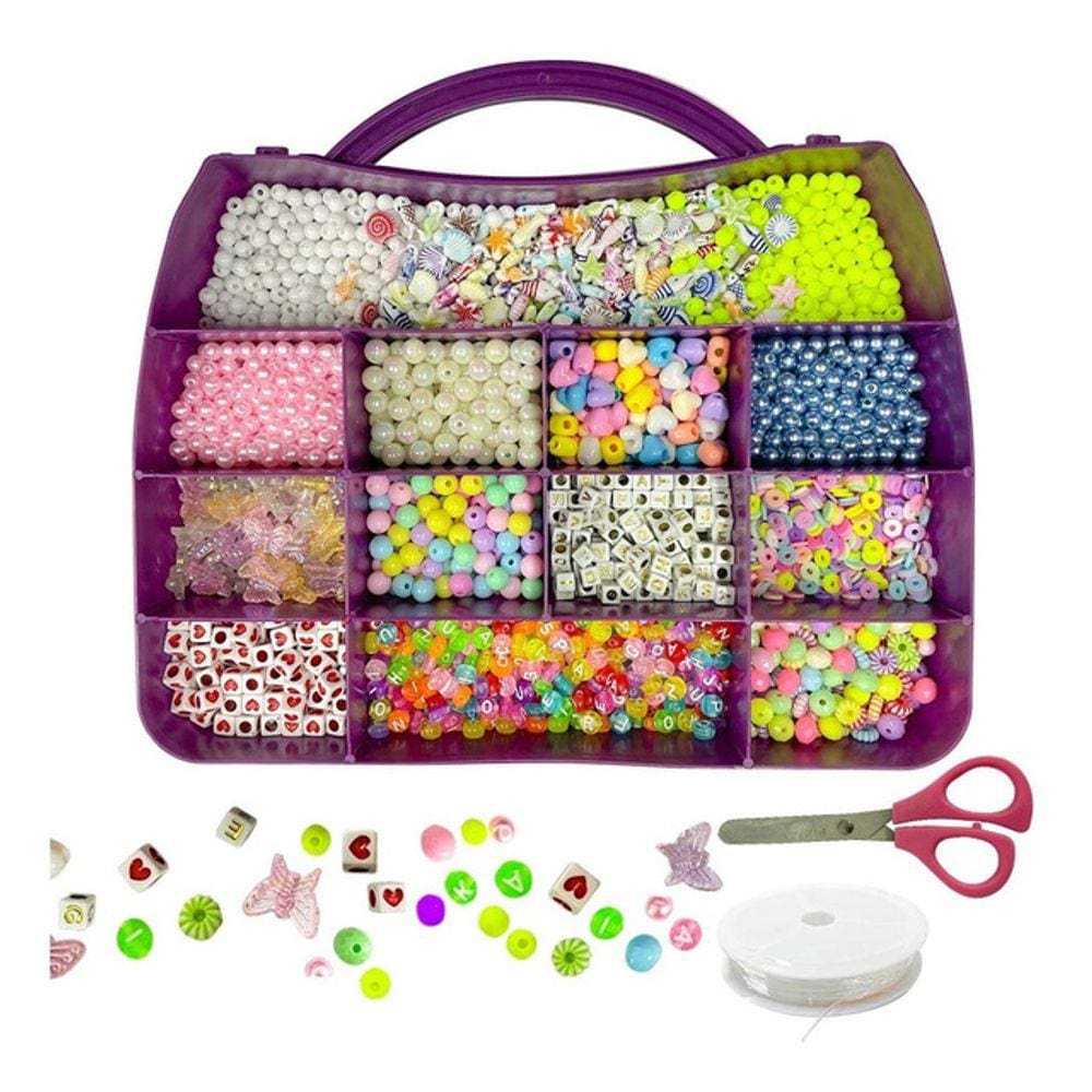 Kit de Perolas Miçangas Entremeios Letras Fimo Maleta c/3000