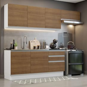Cozinha Completa 100% MDF Madesa Acordes 260003 com Armário e Balcão - Branco/Rustic