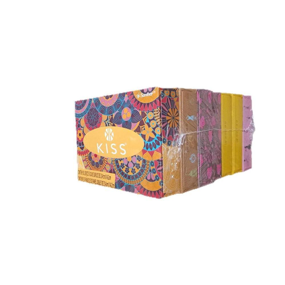 Lenço Facial 21,4cm x 14,2cm - Folha Dupla - Kiss - Kit com 14 caixinhas com 50 lenços cada