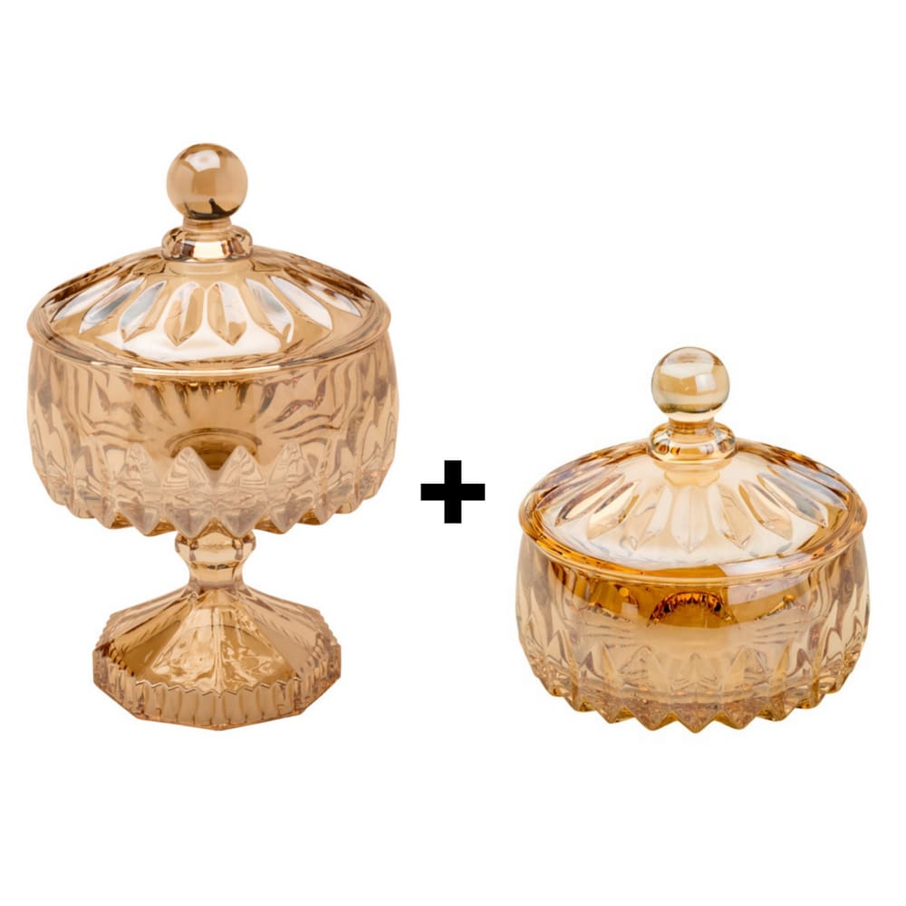 Conjunto 2 Bombonieres de Cristal Louise Âmbar - Wolff