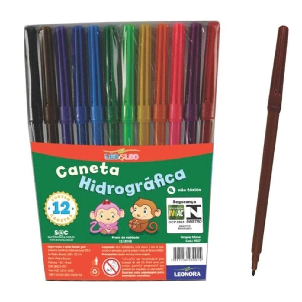 Caneta Hidrografica 24 Cores - Pacote com 12 unidades - Leo&Leo