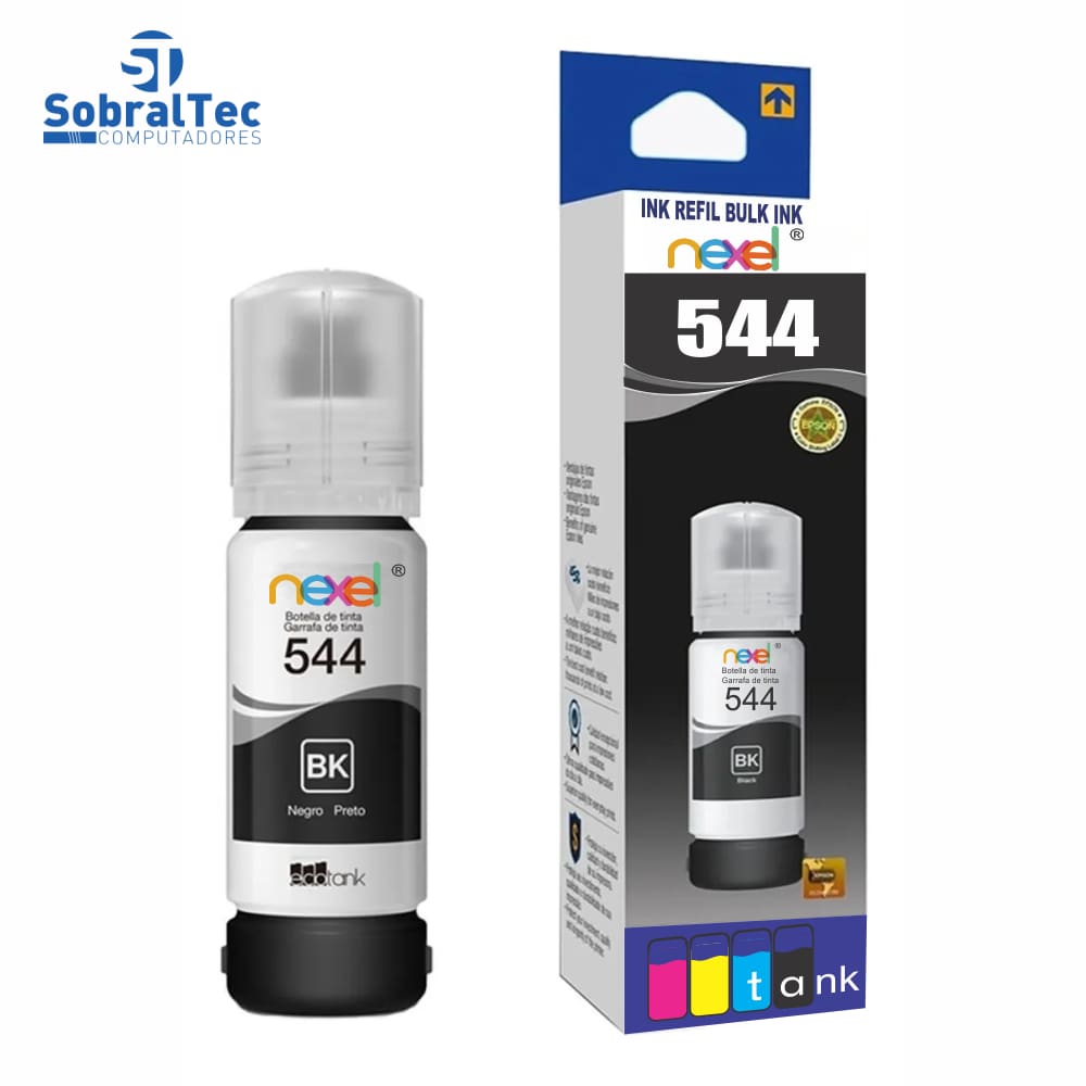 Tinta Refil Bulk Ink Epson Corante 70Ml Preto -504/ 544 Nexel Para Ecotank L3150 / L3110 / L5190 / L3250