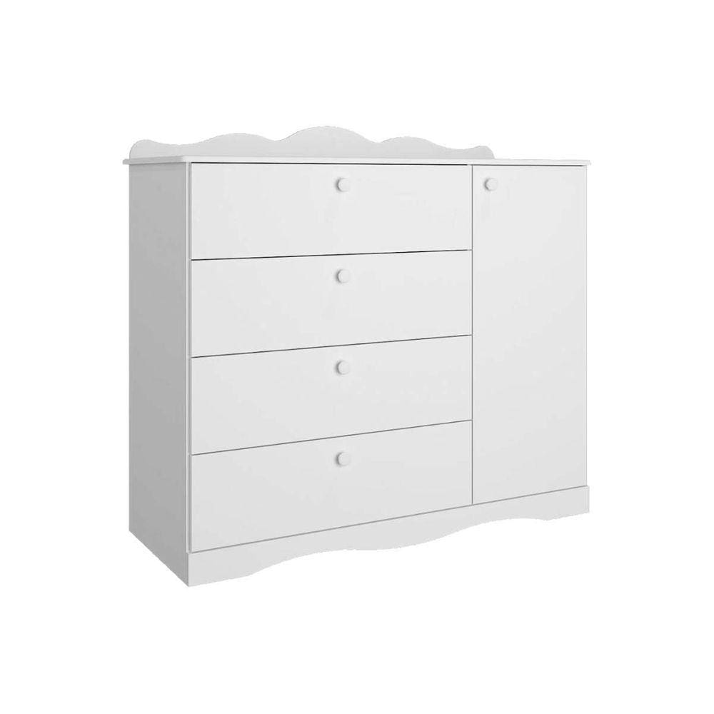 Cômoda Permóbili Baby Encanto 1 Porta 4 Gavetas Branco