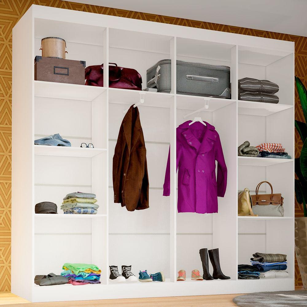 Closet Ele E Ela 8 Prateleiras Malbec Branco Fosco - Panorama Móveis