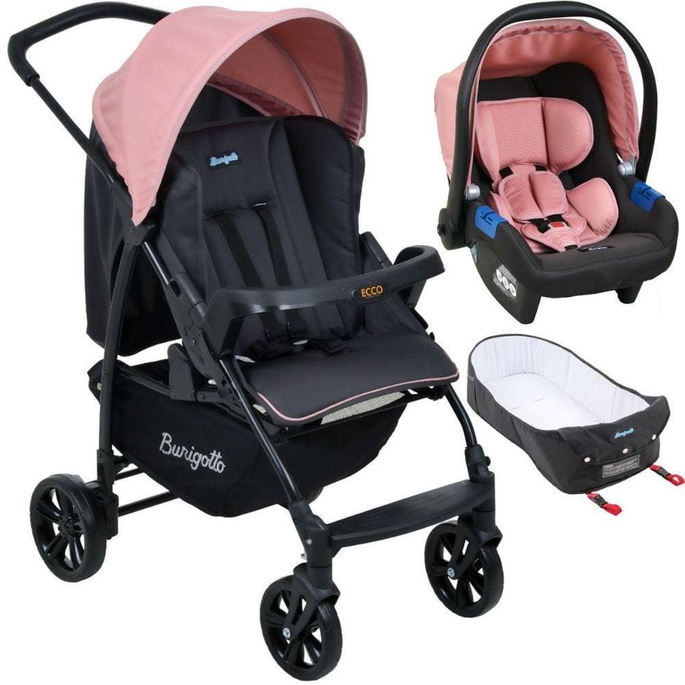 Carrinho de Bebe Burigotto Ecco Bebe Conforto Ninho CZ Rosa