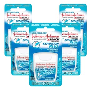 Kit 5 Fio Dental Regular Reach Expansion Plus Johnson`s 50m