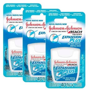 Kit 3 Fio Dental Regular Reach Expansion Plus Johnson`s 50m