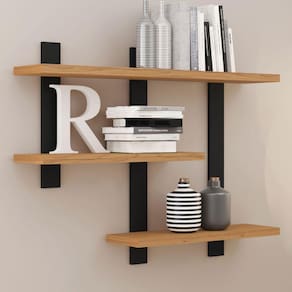 Prateleira Industrial 3 Prateleiras 100% Mdf Freijó/preto Fosco F35 - Pradel