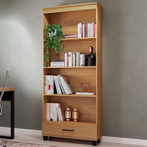Estante Para Livros 1 Gaveta 3 Prateleiras 100% Mdf Freijó C57 - Pradel