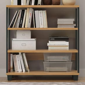 Estante Para Livros Industrial 2 Prateleiras 100% Mdf Freijó/preto Fosco F23 - Pradel