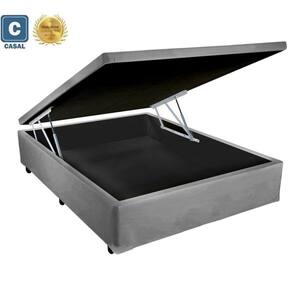 Cama Box Baú Casal Industrial AColchões Corino Cinza 41x138x188