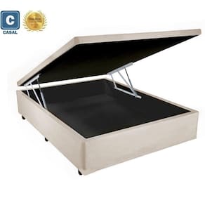 Cama Box Baú Casal Gold AColchões Corino Bege 41x138x188