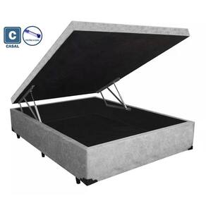 Cama Box Baú Casal Premier AColchões Suede Cinza 41x138x188