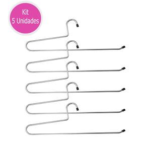 Cabide Para Calça - Kit Com 5 Peças Em Aço Cromado