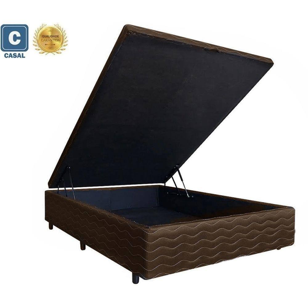 Cama Box Baú Solteiro Gold AColchões Matelado Marrom 41x138x188