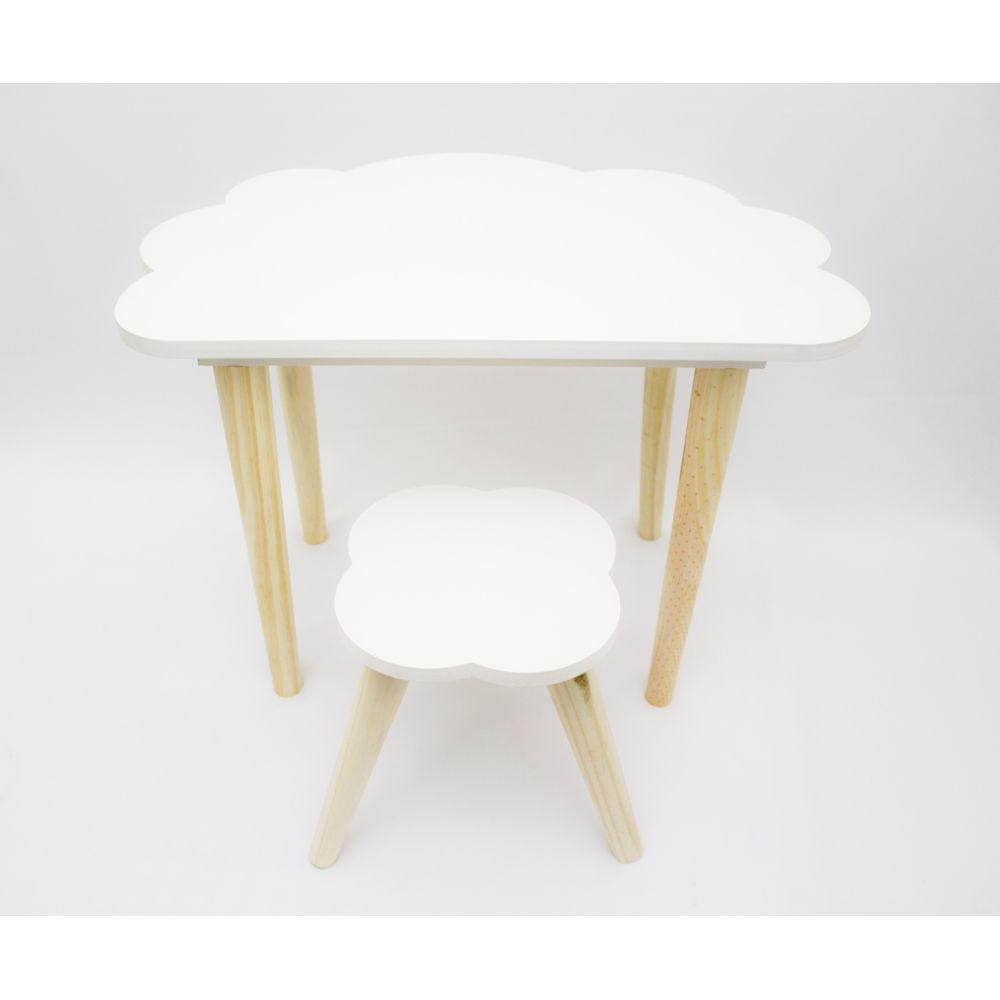 Mesa e banco infantil modelo nuvem