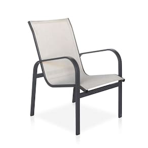 Cadeira Para Varanda, área Externa, Gourmet E Jardim - Grafite Em Tela Sling Cinza Claro