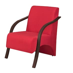 Poltrona Venus 1 Lugar Braço Madeira D Salla Suede Vermelho