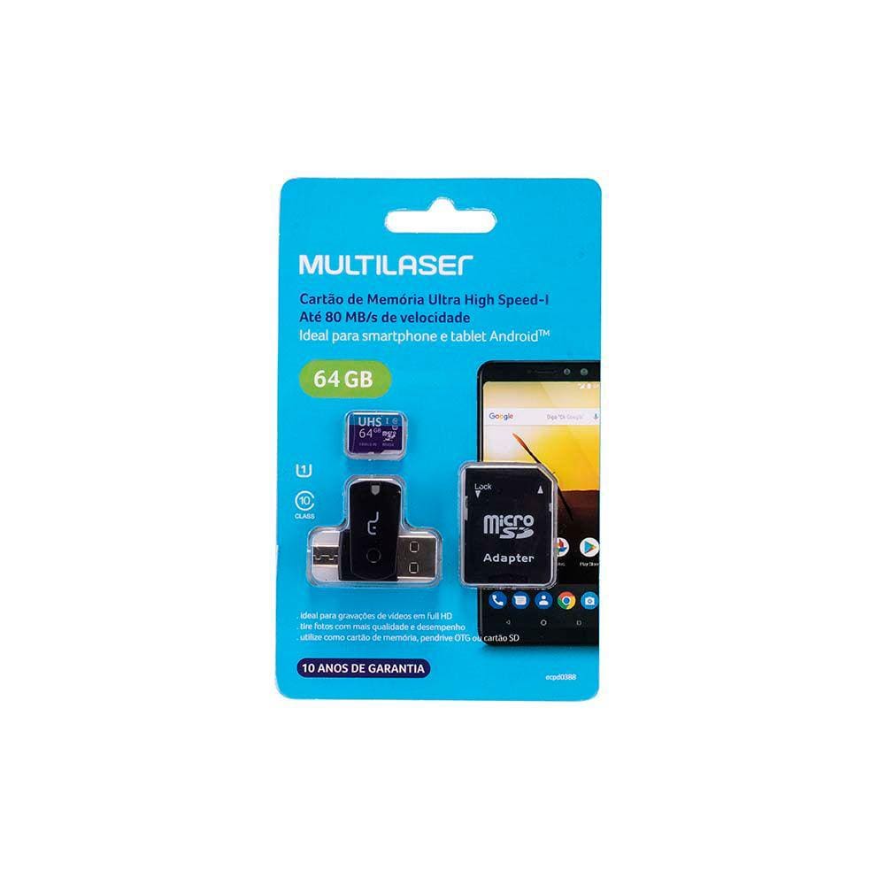 Combo Adaptador Usb + adaptador Sd + cartão de Memoria 64gb - Mc152