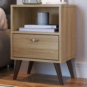Mesa De Cabeceira 1 Prateleira 1 Gaveta Oak - Completa Móveis