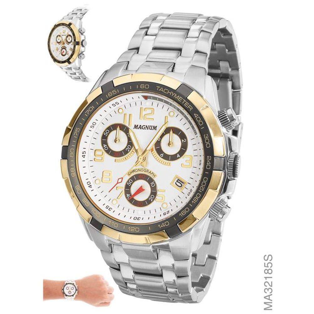 Relógio Magnum Masculino Sports MA34263Q Chronograph Prata