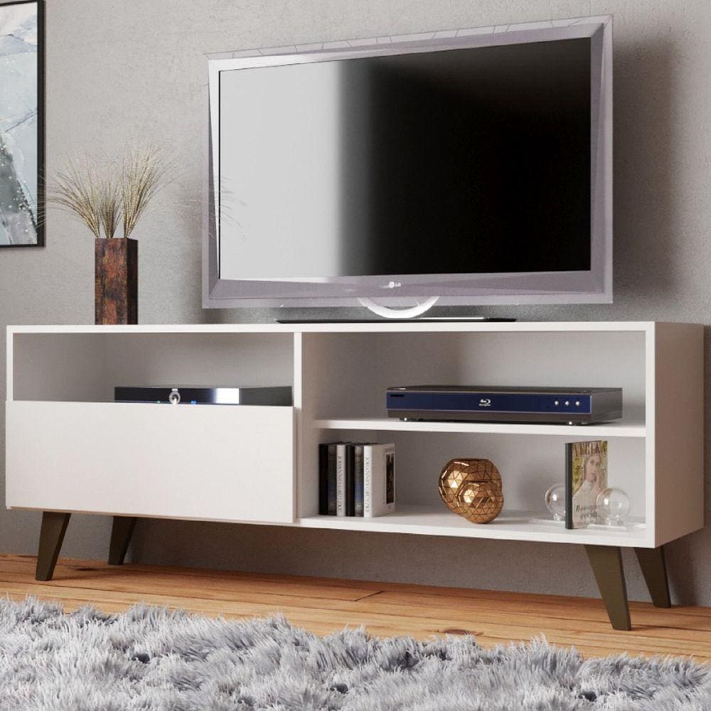 Rack Para Tv Até 55 Polegadas Detroit 1 Porta 1 Prateleira Branco - Jcarvalho