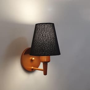 Arandela Cone Md-2004 Base Cobre Cúpula Em Tecido 14/14X07Cm Preto Bivolt