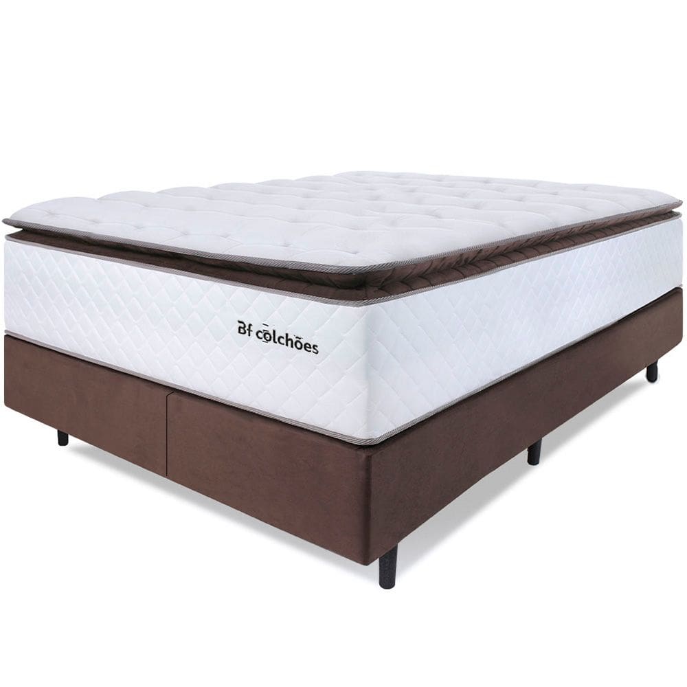 Cama Box Colchão com Molas Ensacadas Queen Alto Premium Sleep Marrom 158x198cm BF Colchões