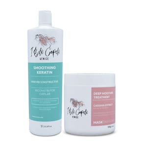 Kit I Belli Capelli Venice Máscara Extrato de Mandioca 500g e Smoothing Keratin Hair Reconstructive 1L