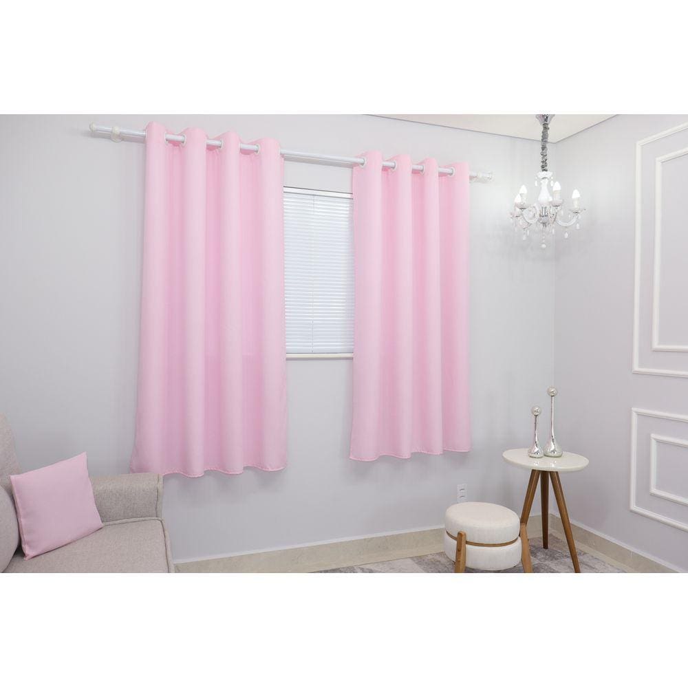 Cortina Tecido Oxford Rosa-bebê 300x180 Sala/quarto | Fabritex