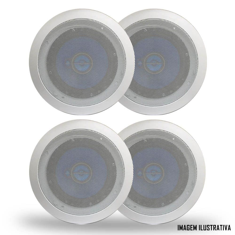 KIT 4 ARANDELAS REDONDA TETO COM ALTO FALANTE HURRICANE TRIAK 6” POLEGADAS -GESSO