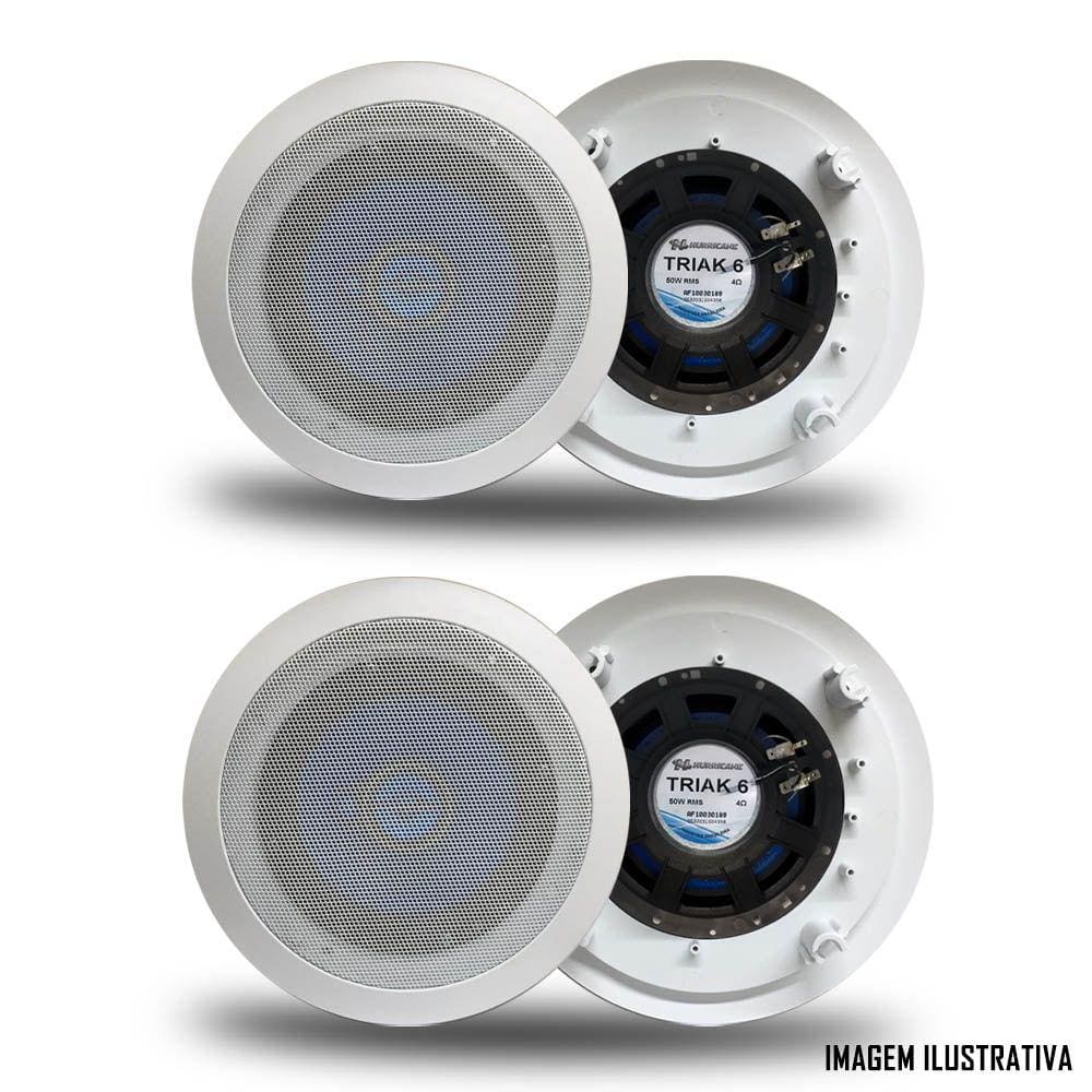 PAR ARANDELA REDONDA TETO COM ALTO FALANTE HURRICANE TRIAK 6” POLEGADAS - GESSO
