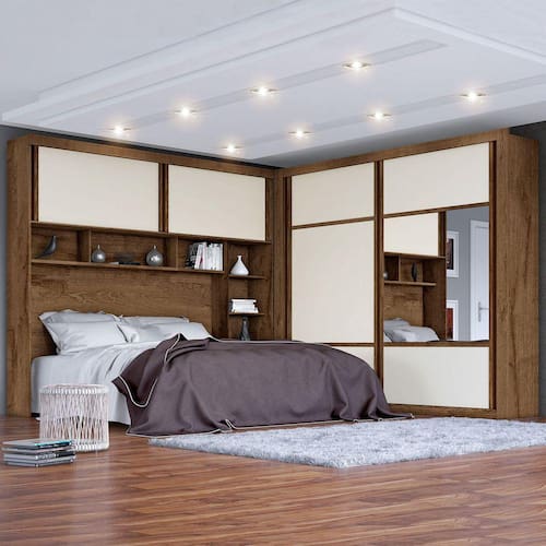 Guarda-roupa Modulado Casal Firenze Plus 4 Portas 7 Gavetas 100% Mdf Brauna/off White - Europa - Marrom Menor preço em Guarda-roupa Modulado Casal Firenze Plus 4 Portas 7 Gavetas 100% Mdf Brauna/off White - Europa - Marrom