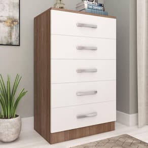 Cômoda 5 Gavetas Teka/branco Co60 - Fellicci