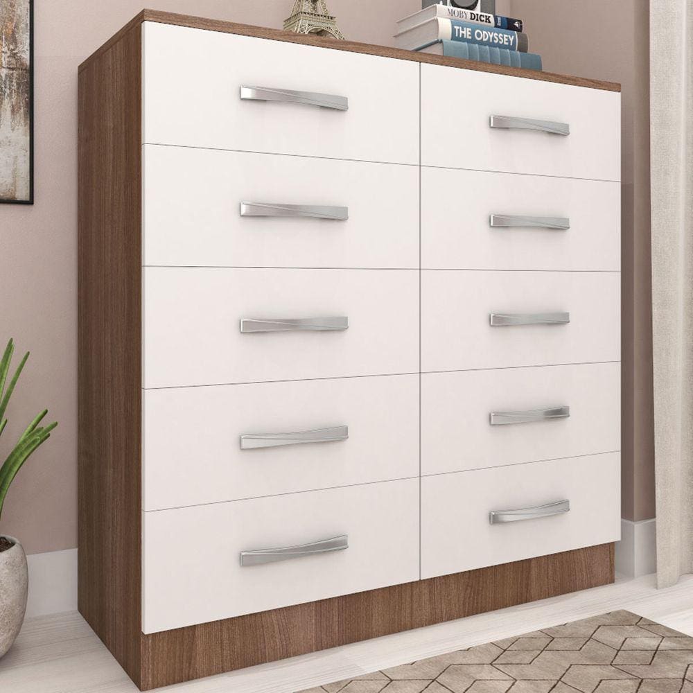 Cômoda 10 Gavetas Teka/branco Co100 - Fellicci