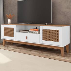 Rack Para Tv Até 60 Polegadas Esmeralda 2 Portas 1 Gaveta Branco/noce - Casa D