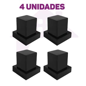 Acabamento Quadrado Preto Pressão Padrão Deca Kit Com 4