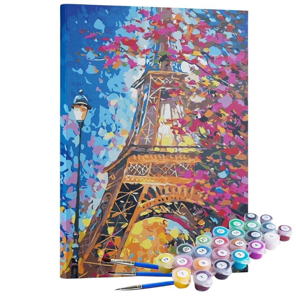 Kit Pintura Terapêutica - A Torre Eiffel E As Flores