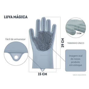 Par De Luvas Mágicas Silicone Lavar Louça Copo Prato Verde