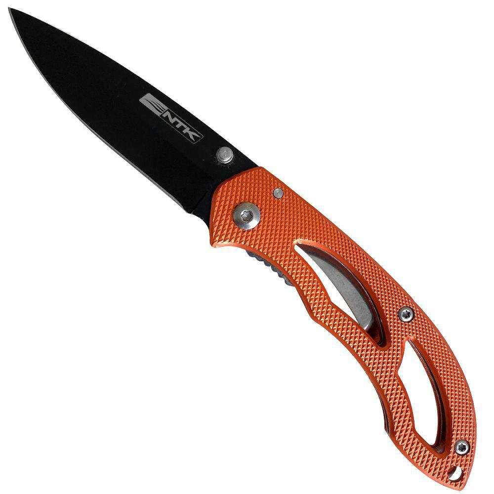 Faca De Bolso Stop NTK Aço Inox 420 Fosfatizado Esportivo Laranja