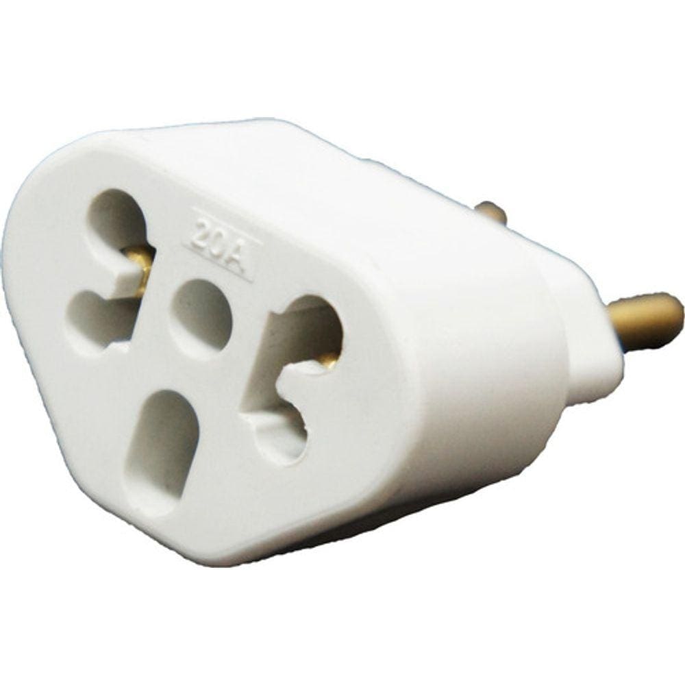 50 Adaptador De Tomada Padrão 3 Pinos P/ 2 Pinos Branco