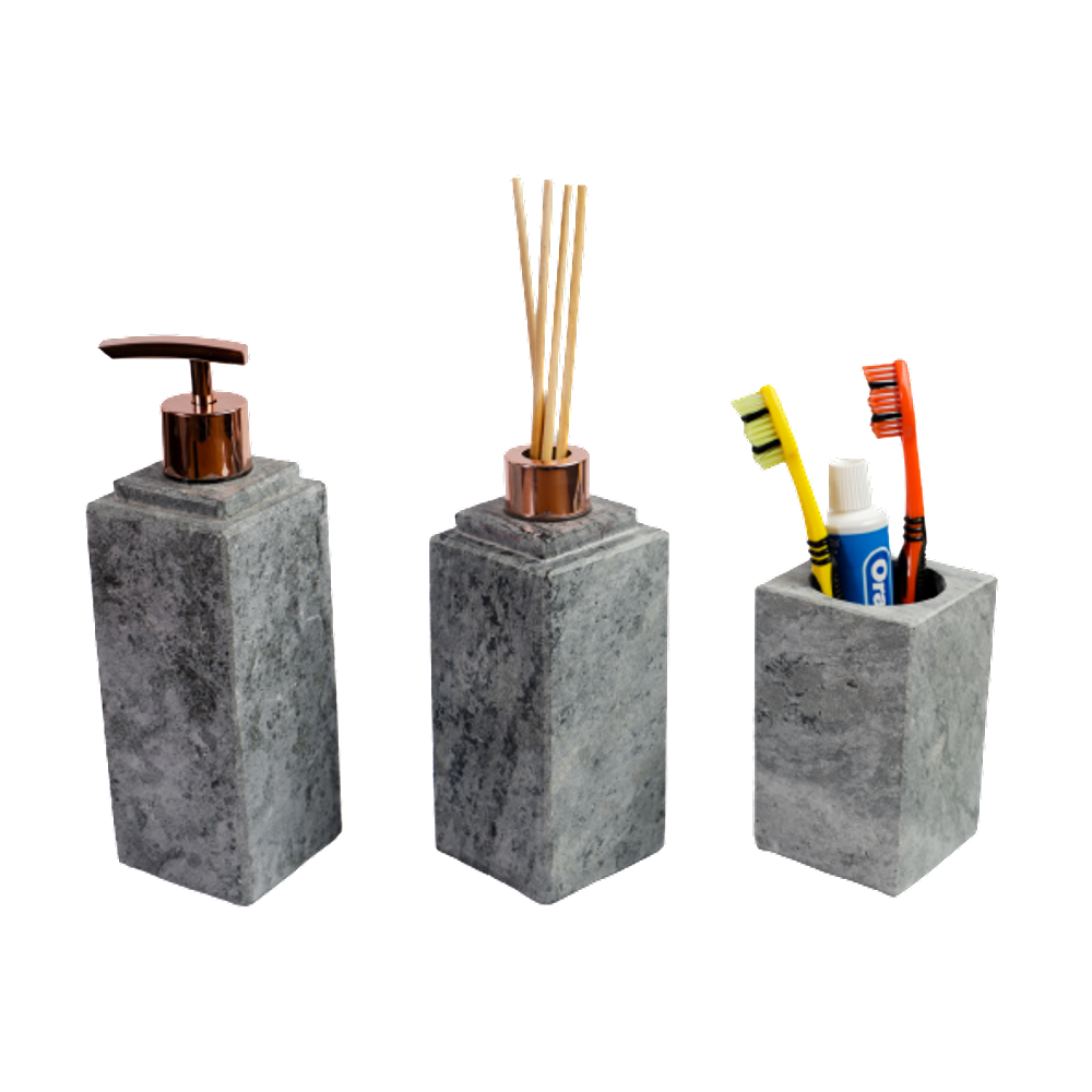 Kit Banheiro Bancada Lavabo Luxo em Pedra Sabão N01 Rosê