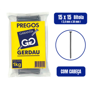 Prego Com Cabeça 15 x 15 1kg - GERDAU
