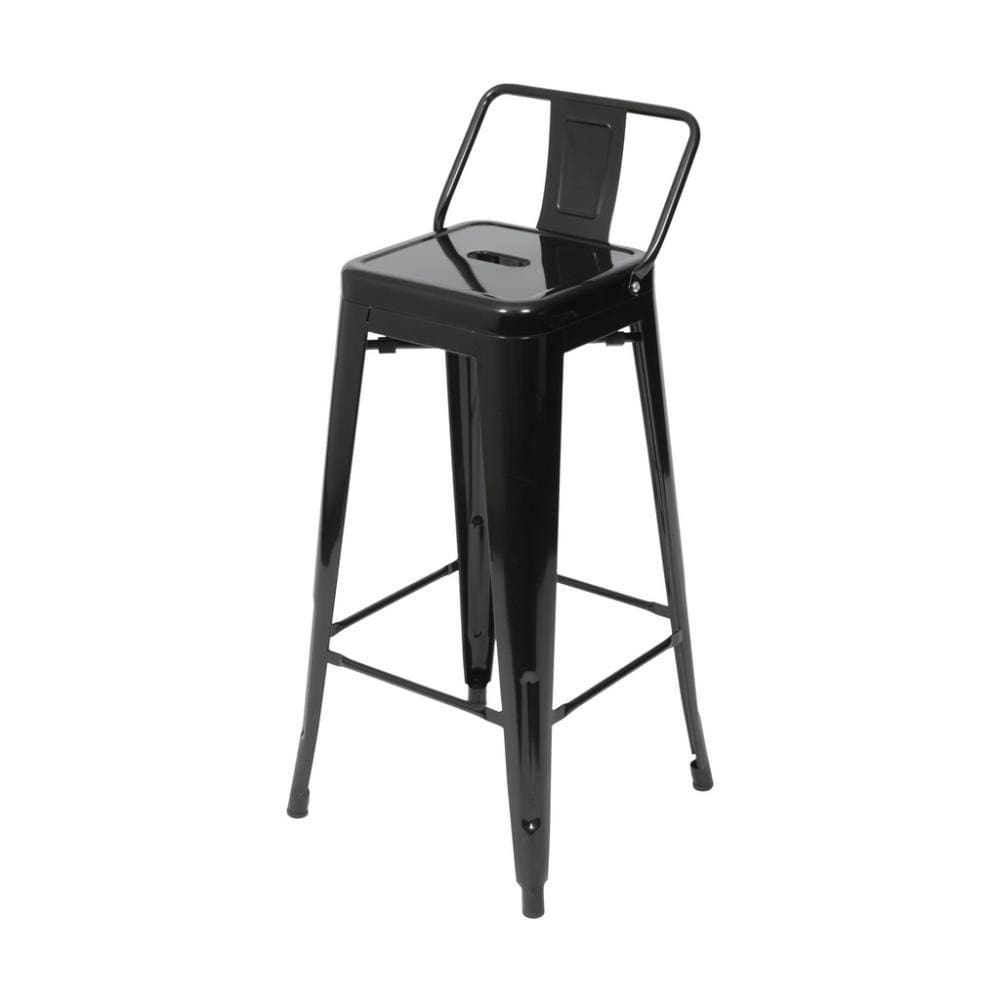 Banqueta Industrial Com Encosto Preta