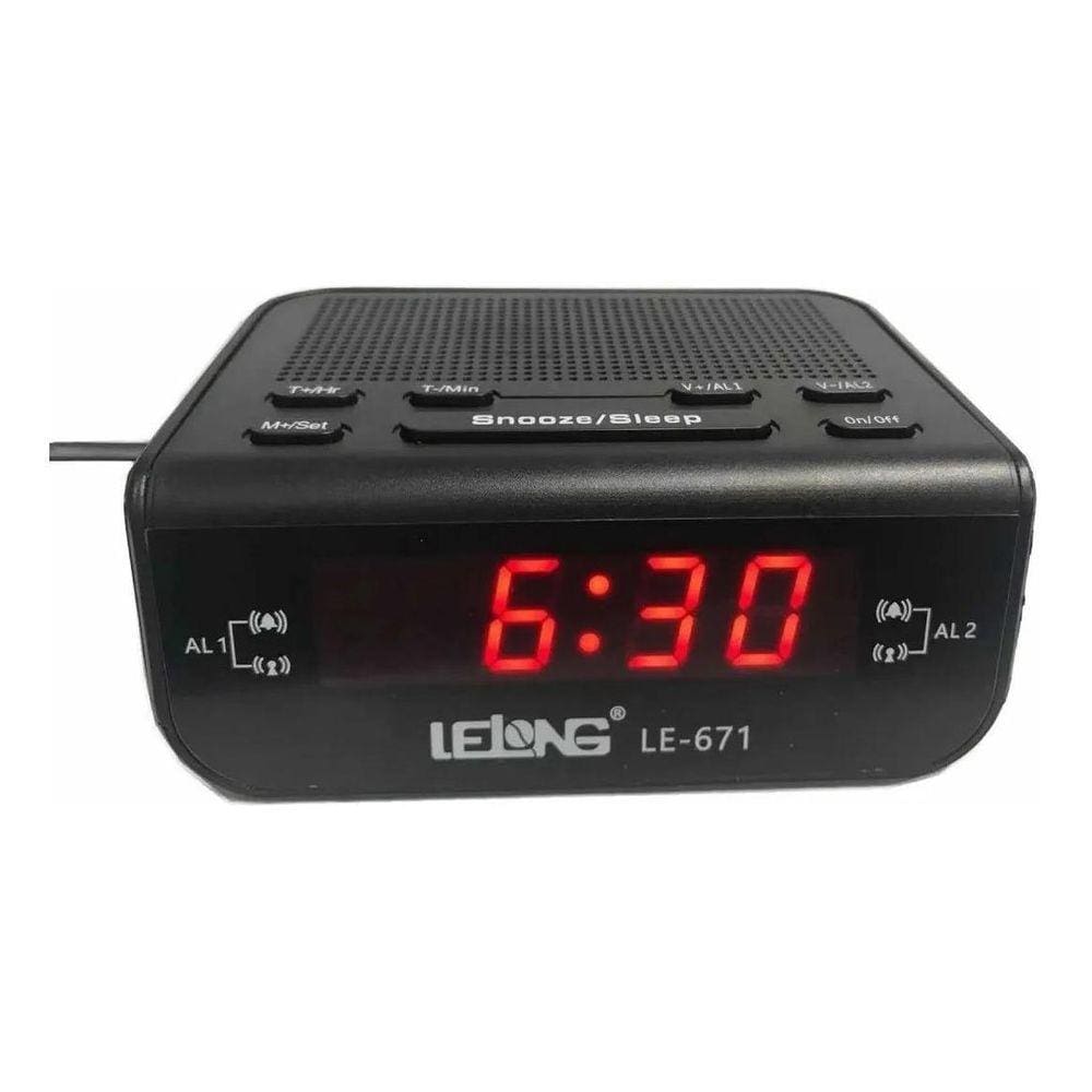 Rádio Relógio Digital Despertador Alarme Duplo Lelong Le-671