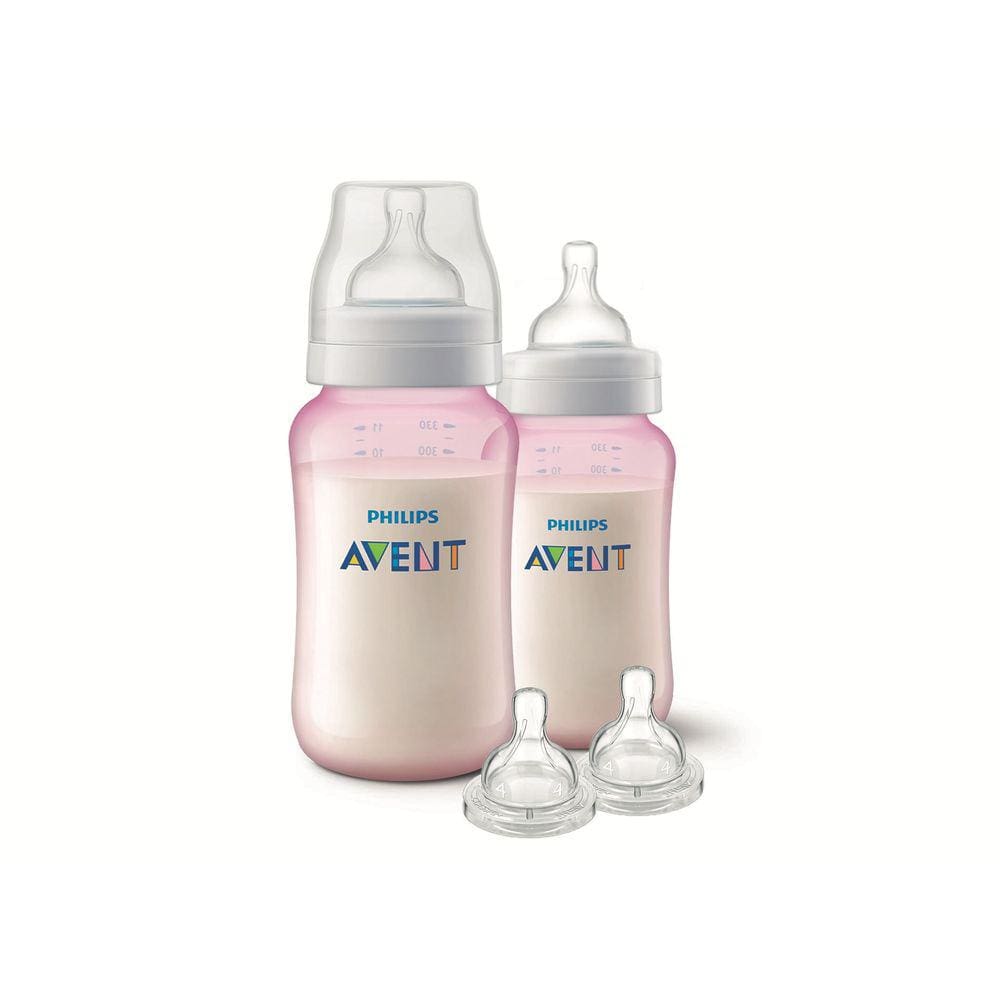 Kit 2 Mamadeiras Philips Avent Classic 330Ml Rosa + Bico N4