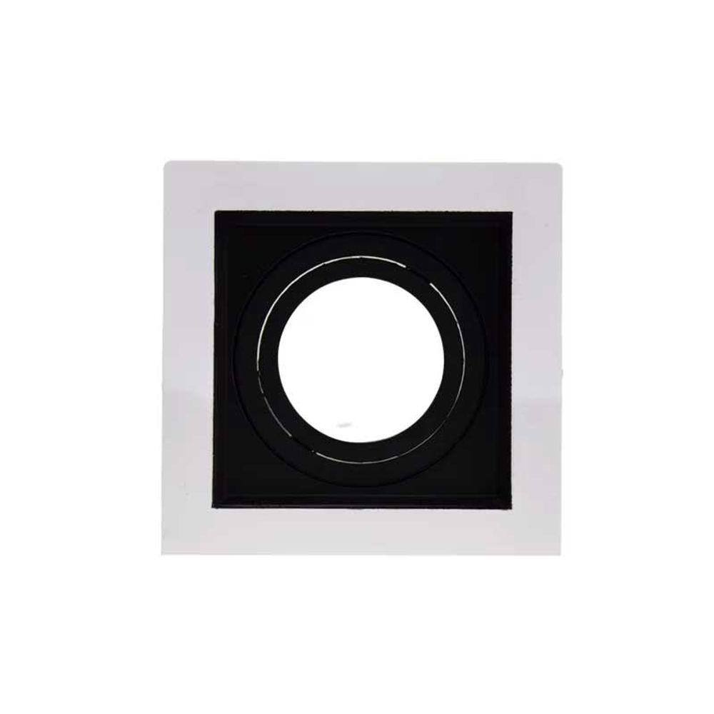 Spot de Embutir Conecta MR16 Dicroica Quadrado Recuado Branco e Preto 10cm Evoled