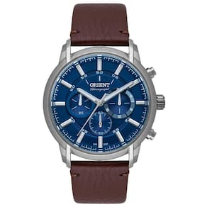 Relógio Masculino Prata Orient Pulseira De Couro Cronógrafo